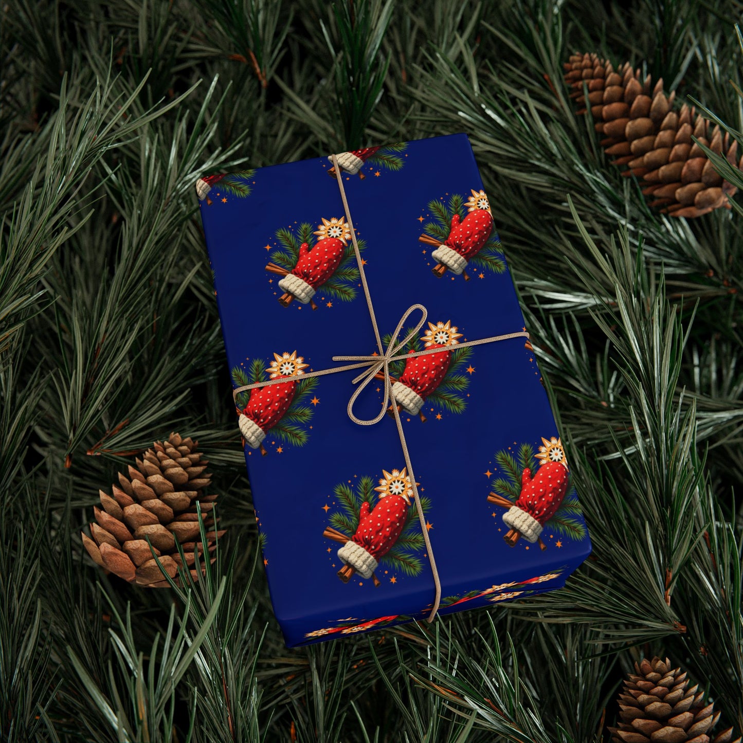 Strawberry Floral Wrapping Paper Roll — Blue Fruit Pattern Gift Wrap for Birthdays & Holidays