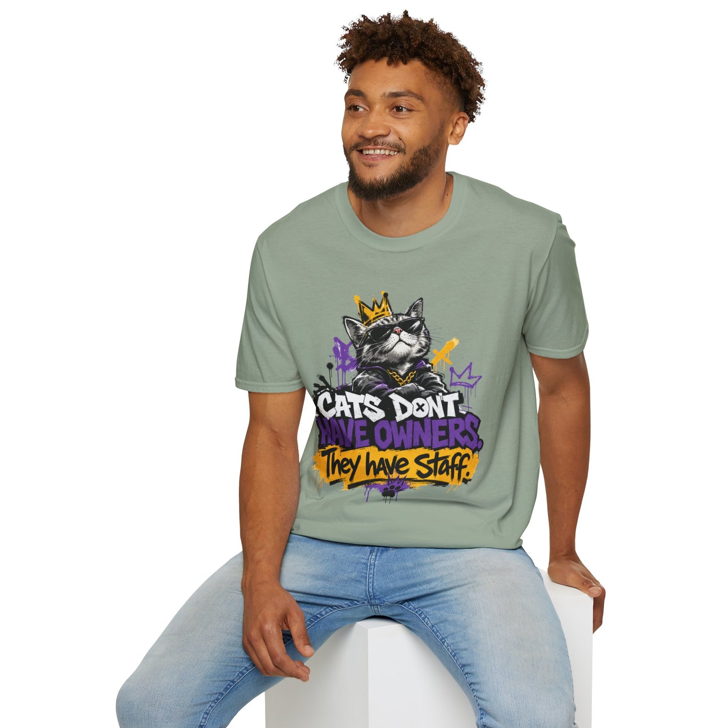 Cat Graphic Tee — "Cats Don't Have Owners They Have Staff"