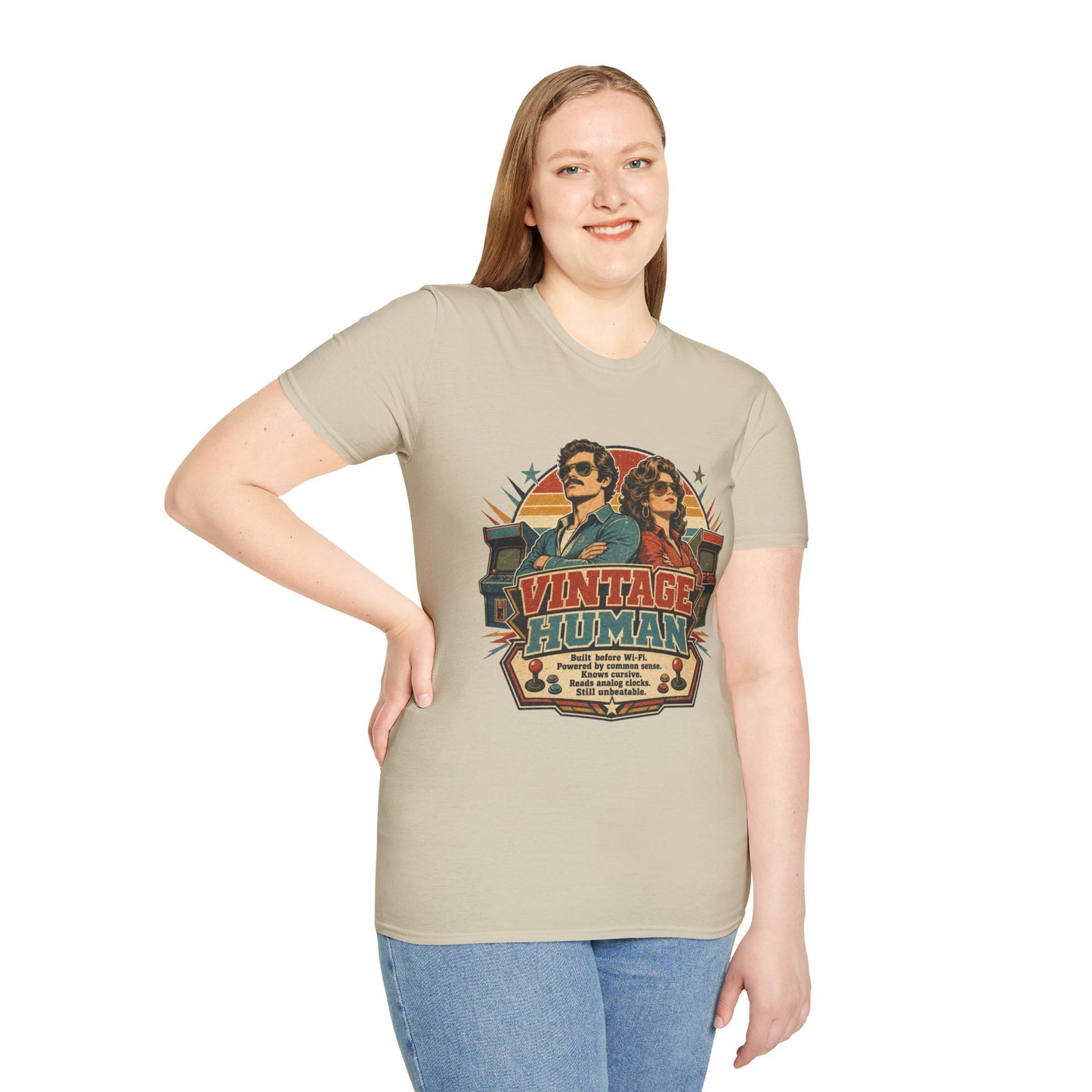Vintage Human T-Shirt — Retro 70s Duo Graphic Tee