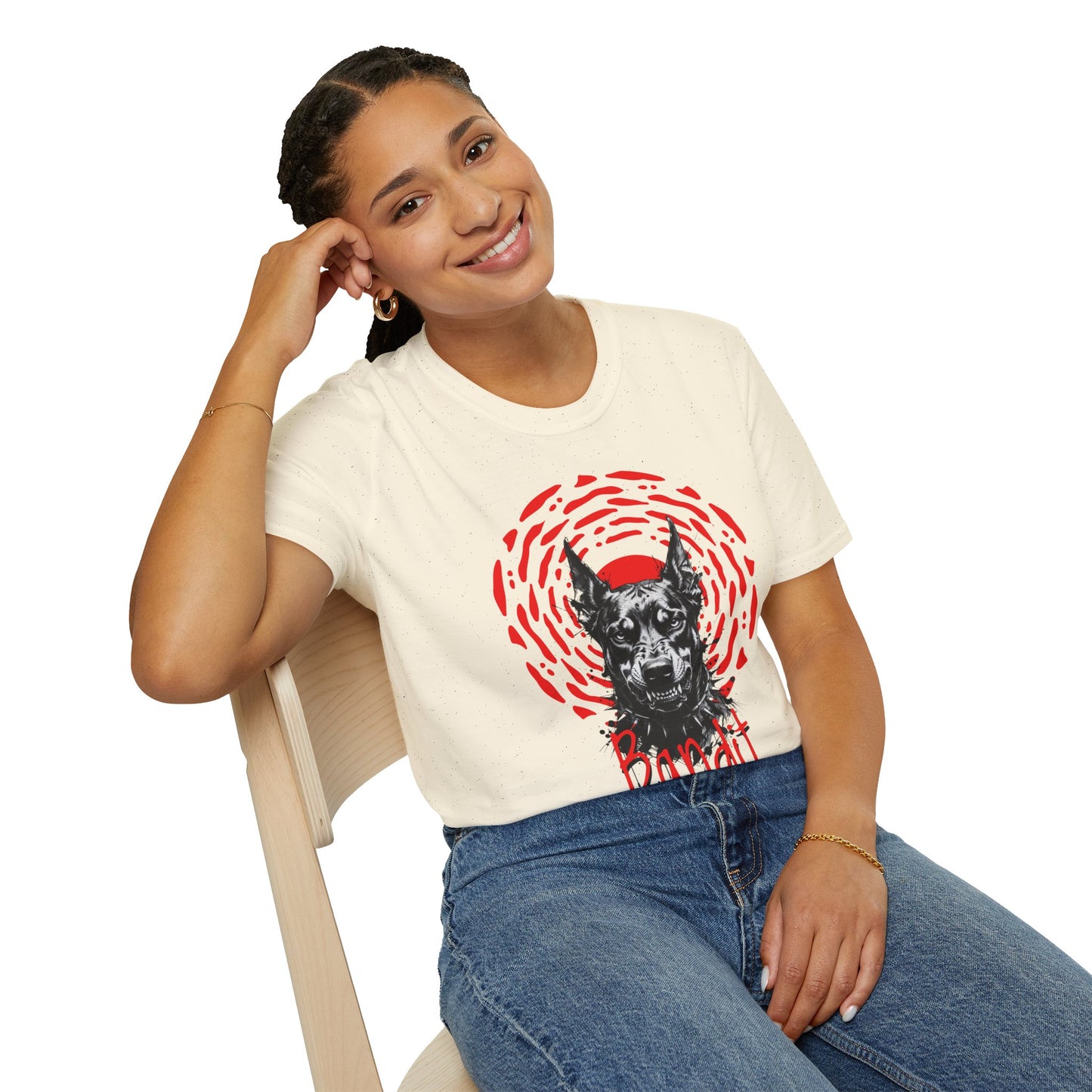 Doberman Graphic T-Shirt — Red Halo 'Bandit' Design
