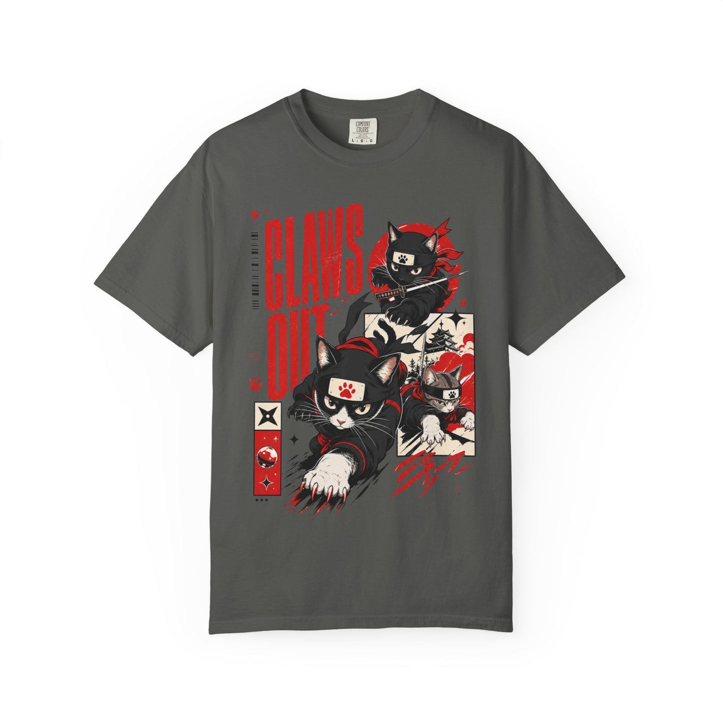 Claws Out Cat Graphic T-Shirt — Retro Ninja Kitties Tee