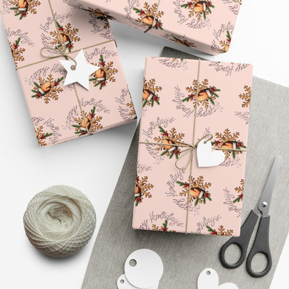 Gift Wrap Paper — Pink Vintage Floral Wreath Pattern (Holiday & Birthday Wrapping)