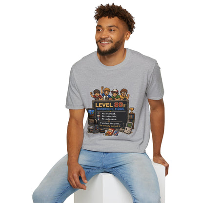 80s Level Up T-Shirt — 'Level 80s: Hardcore Mode' Retro Gaming Tee