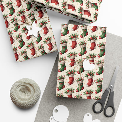 Christmas Stocking Gift Wrap Paper – Festive Holiday Wrapping Sheets