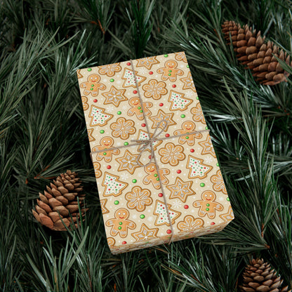 Gingerbread Pattern Gift Wrap Paper — Festive Holiday Wrapping Sheets