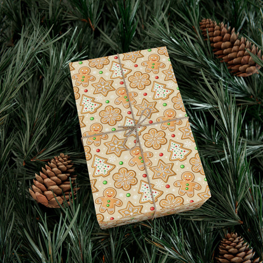 Gingerbread Pattern Gift Wrap Paper — Festive Holiday Wrapping Sheets