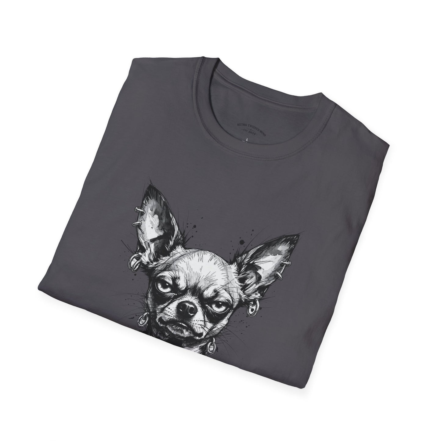 Chihuahua Portrait T‑Shirt — Expressive Black & White Dog Art Tee