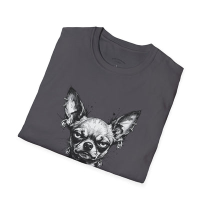Chihuahua Portrait T‑Shirt — Expressive Black & White Dog Art Tee