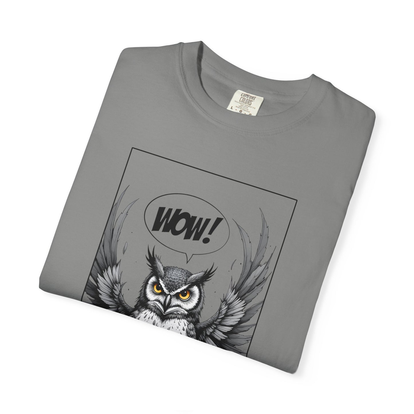 Owl Graphic T-Shirt — 'WOW!' Illustrated Night Owl Tee