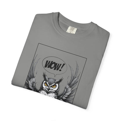 Owl Graphic T-Shirt — 'WOW!' Illustrated Night Owl Tee