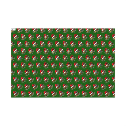 Christmas Santa Wreath Gift Wrap Paper — Festive Green Holiday Wrapping Sheets