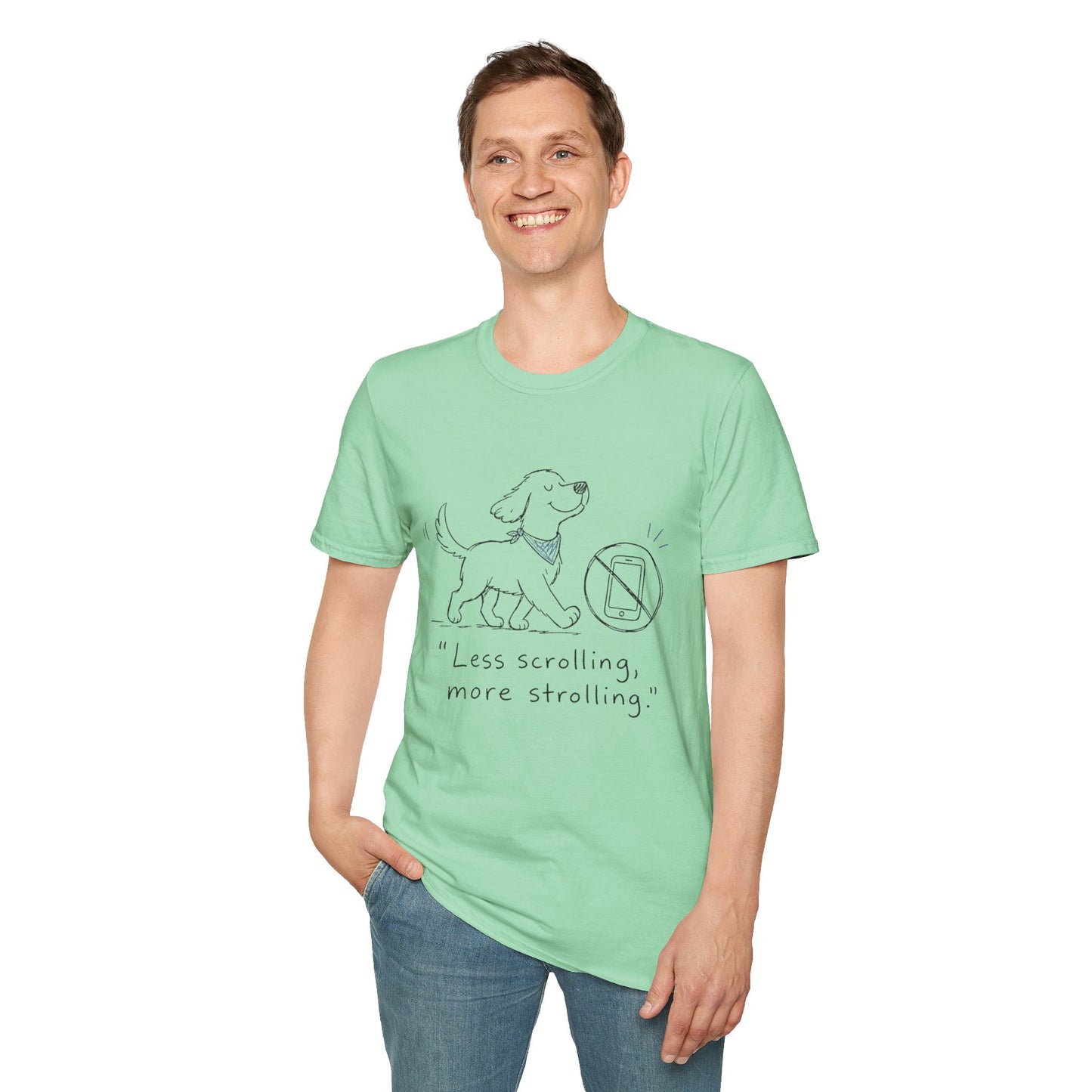 Less Scrolling, More Strolling Dog T-Shirt