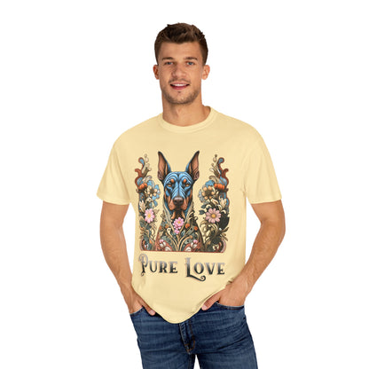 Pure Love Dog Art Unisex T-Shirt - Vibrant Floral Design