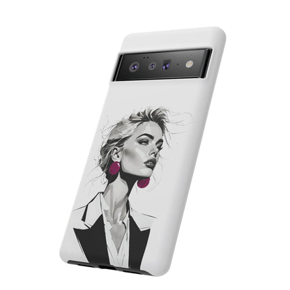 Phone Case — Chic Portrait with Pink Earrings (Stylish Protective Tough Case)