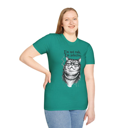 Cat Graphic T‑Shirt — "I'm Not Rude, I'm Selective" Funny Cat Tee