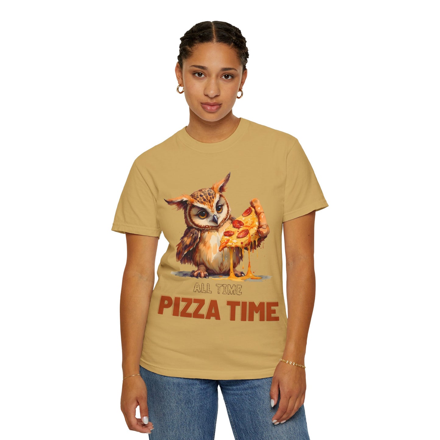 Pizza Time Owl T-Shirt — Cute Owl Eating Pizza Graphic Tee
