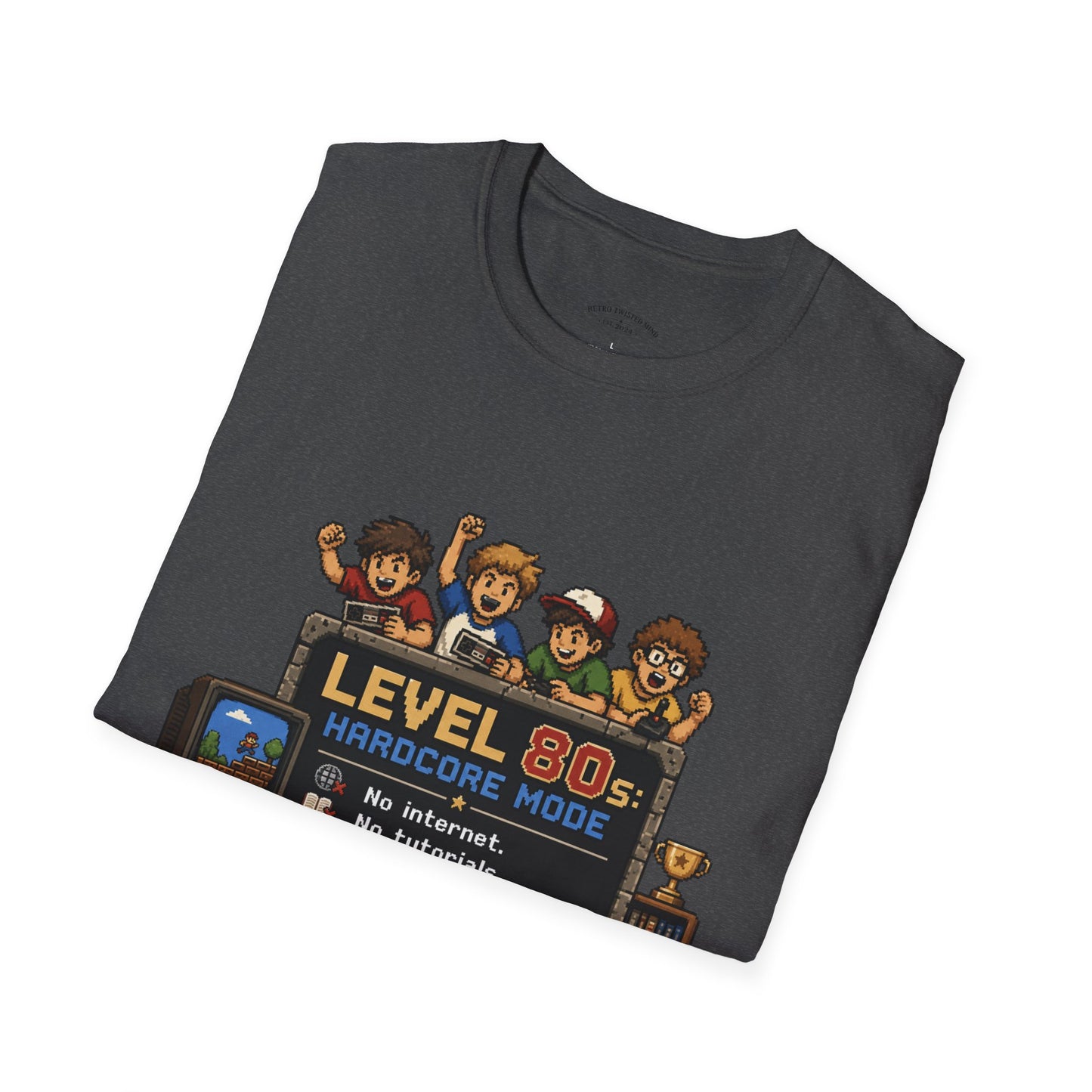 80s Level Up T-Shirt — 'Level 80s: Hardcore Mode' Retro Gaming Tee