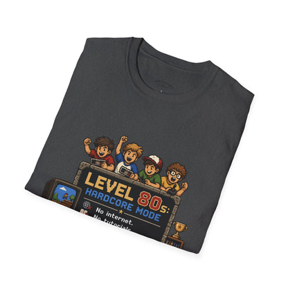 80s Level Up T-Shirt — 'Level 80s: Hardcore Mode' Retro Gaming Tee