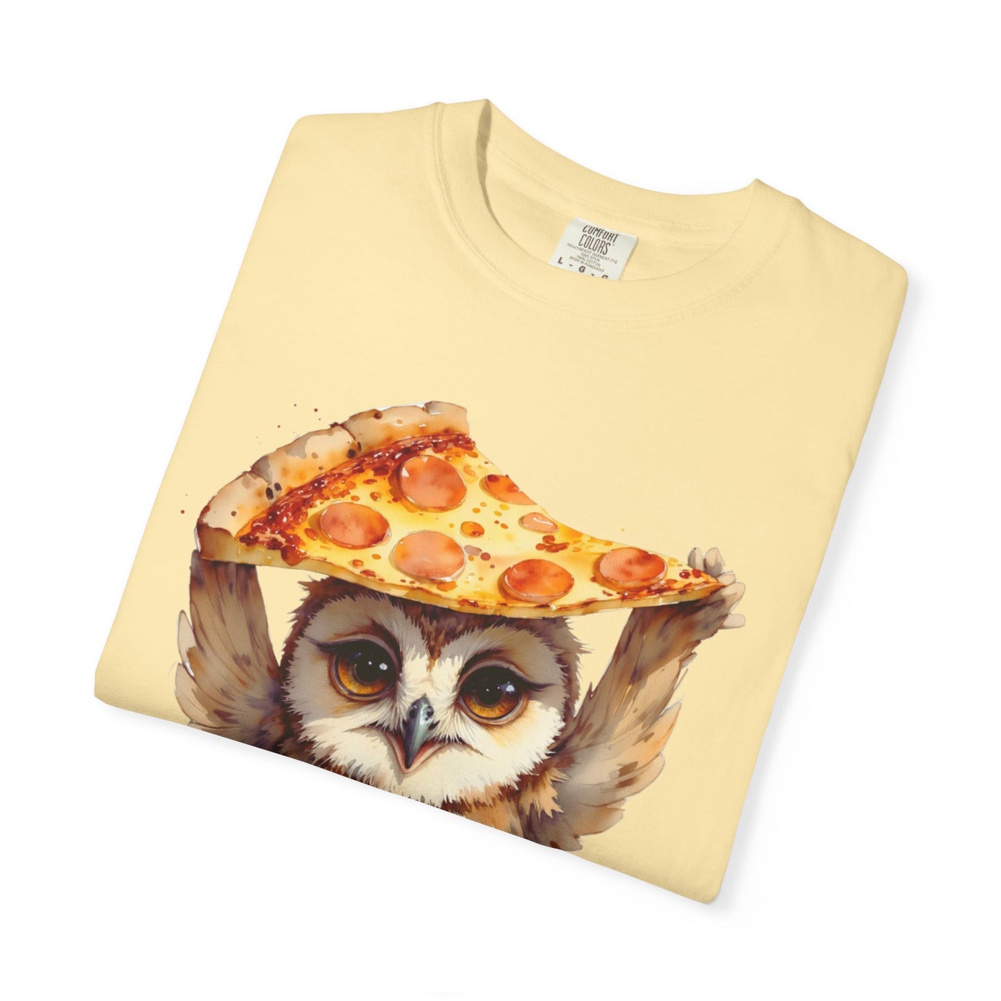 Pizza Time Owl T-Shirt — Cute Owl Holding Pizza Slice Graphic Tee
