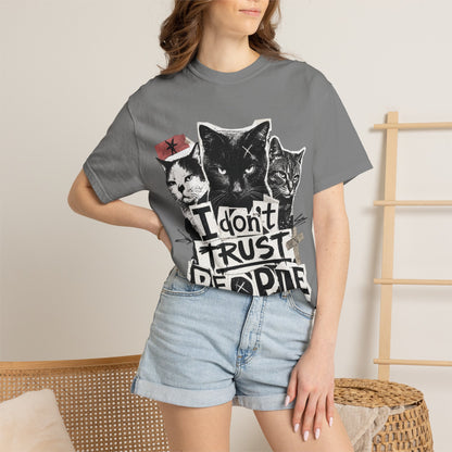I Don’t Trust People Cat T-Shirt — Grunge Graphic Tee for Cat Lovers