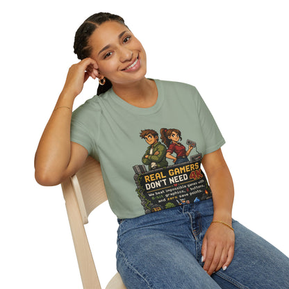T-Shirt — Retro Pixel 'Real Gamers Don't Need 4K' Graphic Tee