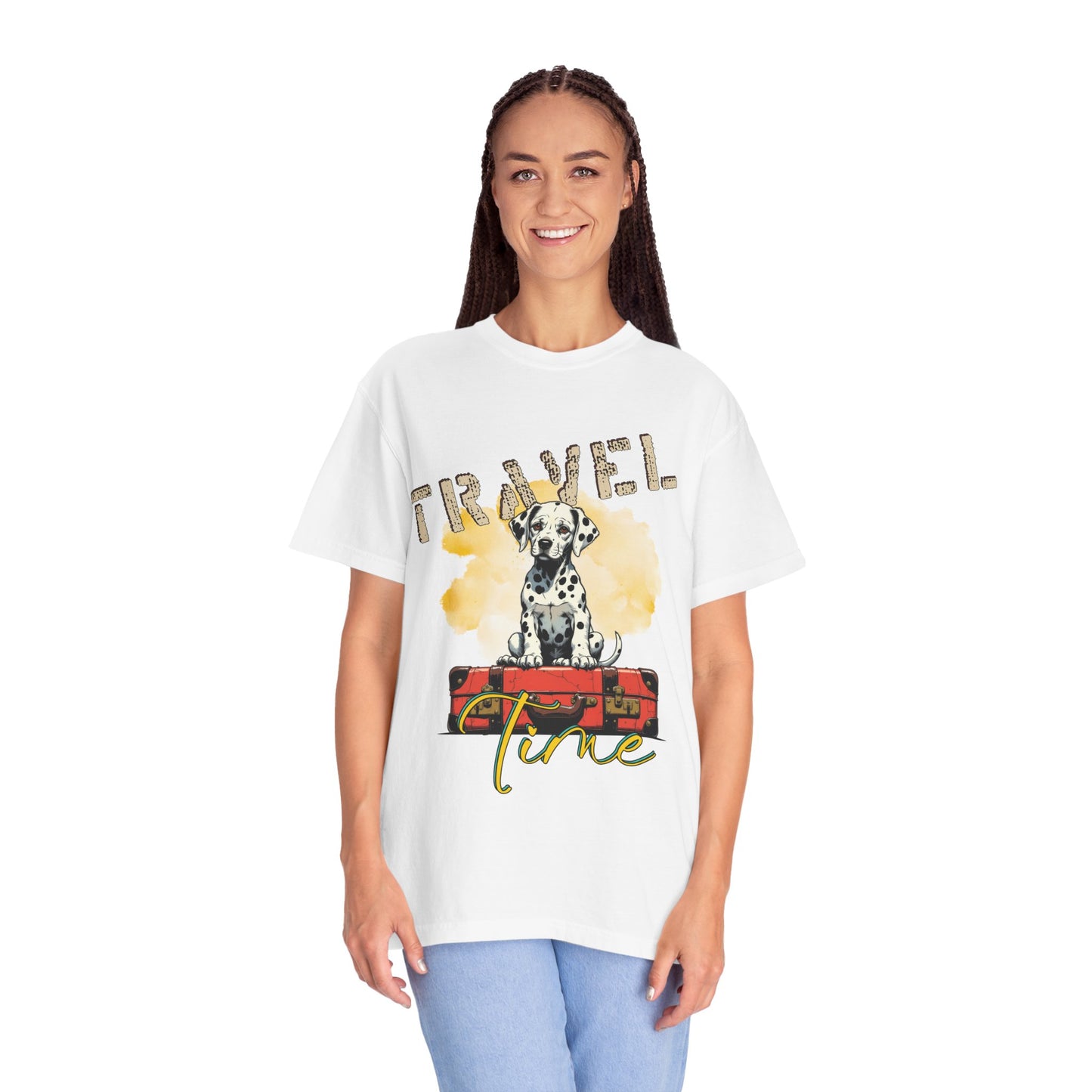 Travel Time Dog T-Shirt, Unisex Graphic Tee, Pet Lover's Gift, Vacation Shirt, Travel Enthusiast Apparel