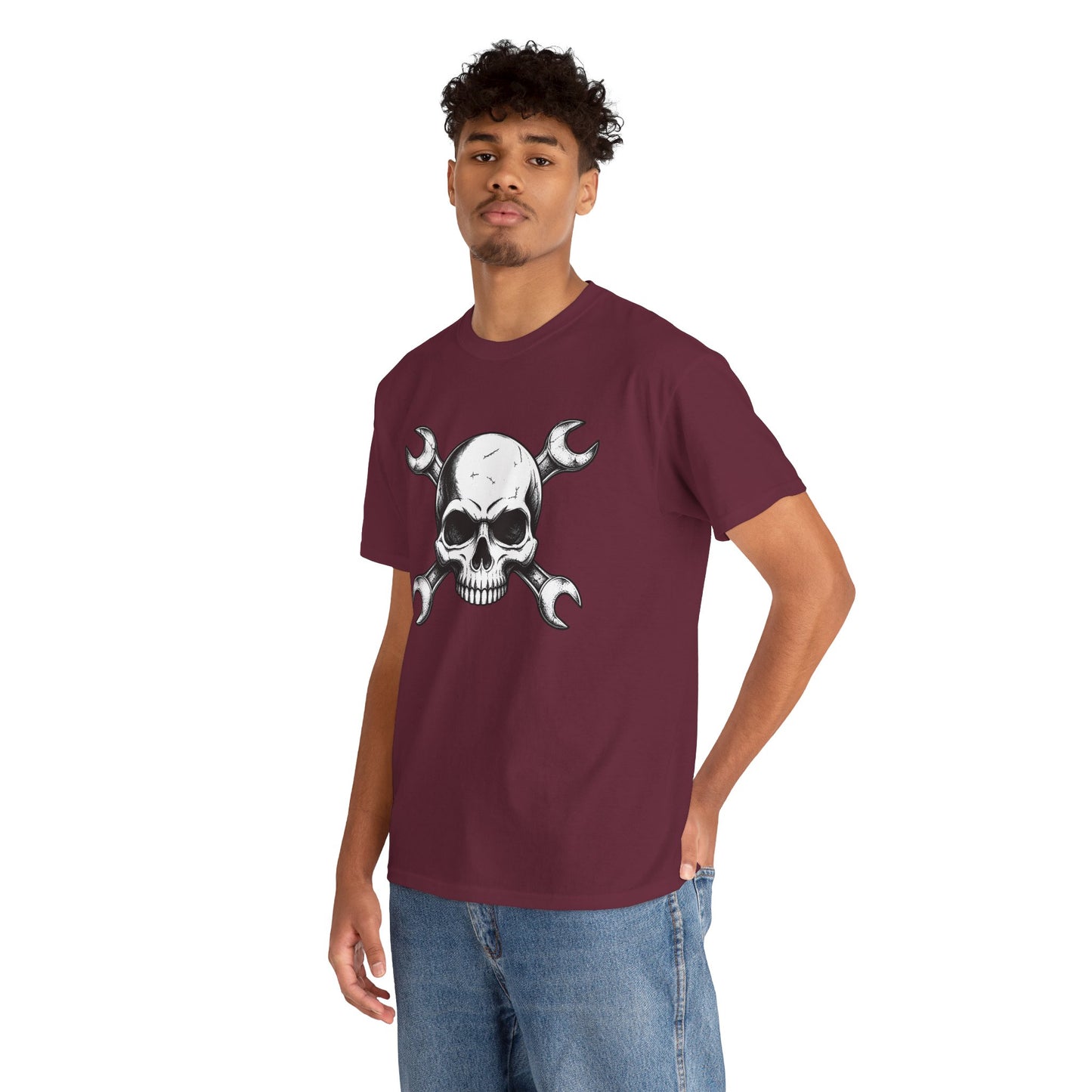 Mechanic Skull Tee — Wrench Crossbones Graphic T-Shirt