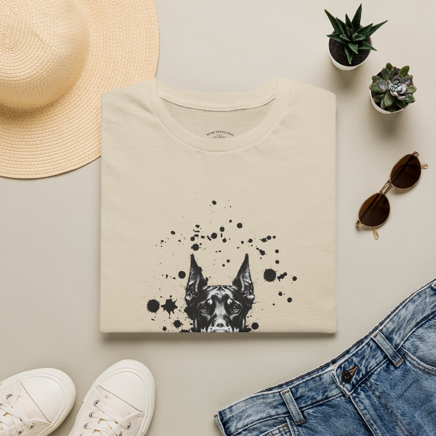 Doberman Ink Splatter T-Shirt