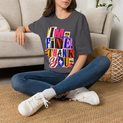 T-Shirt — "I'M FINE, THANK YOU" Retro Collage Graphic Tee