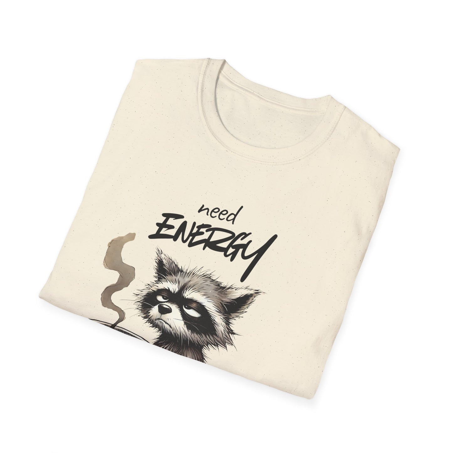 Need Energy Raccoon T-Shirt — Cute Coffee Graphic Tee