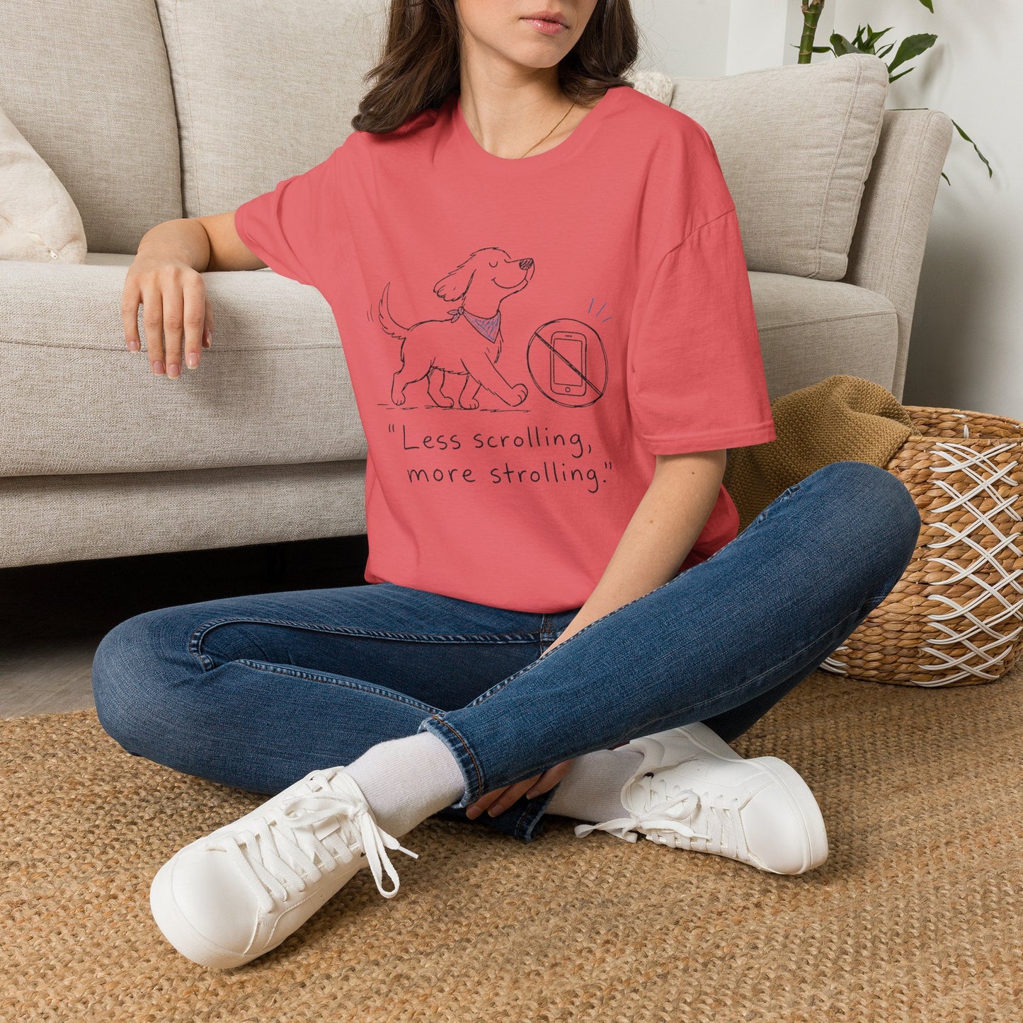 Less Scrolling, More Strolling Dog T-Shirt