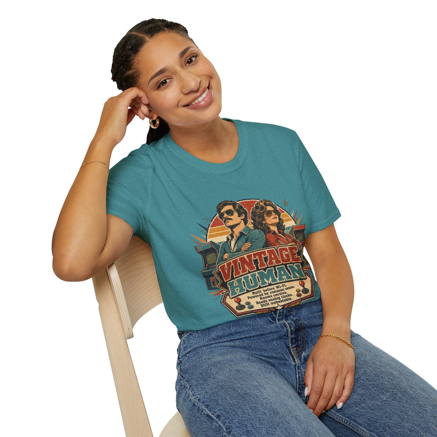 Vintage Human T-Shirt — Retro 70s Duo Graphic Tee