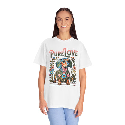 Pure Love Dog Art Unisex T-Shirt - Flower Design for Animal Lovers