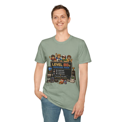 80s Level Up T-Shirt — 'Level 80s: Hardcore Mode' Retro Gaming Tee