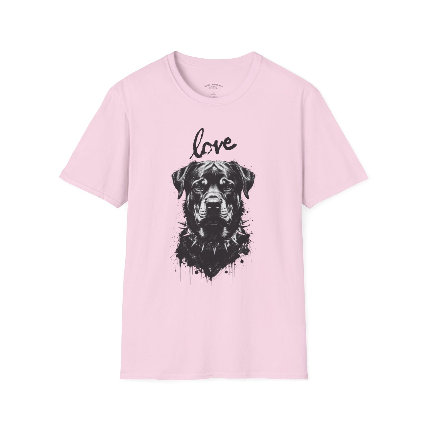 Love Rottweiler T-Shirt — Vintage Black Dog Portrait Tee for Dog Lovers