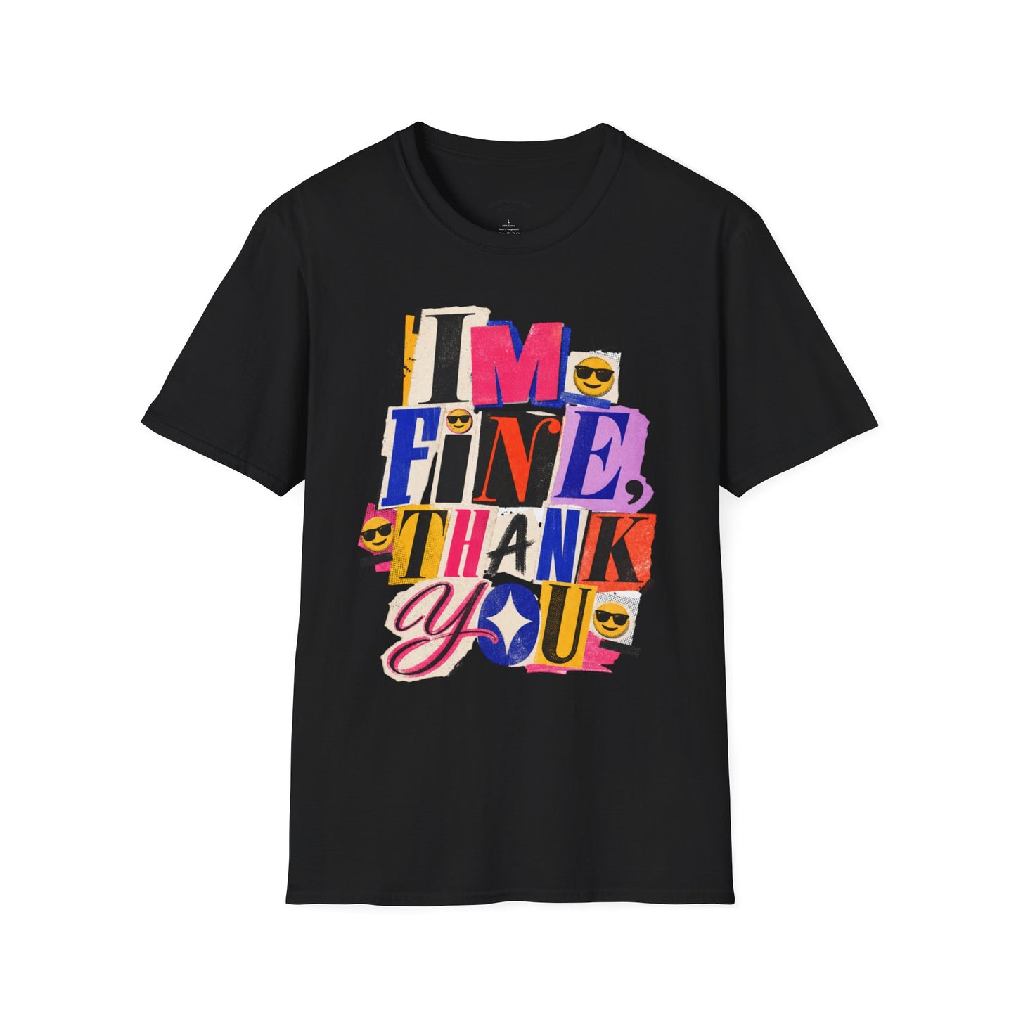 T-Shirt — "I'M FINE, THANK YOU" Retro Collage Graphic Tee