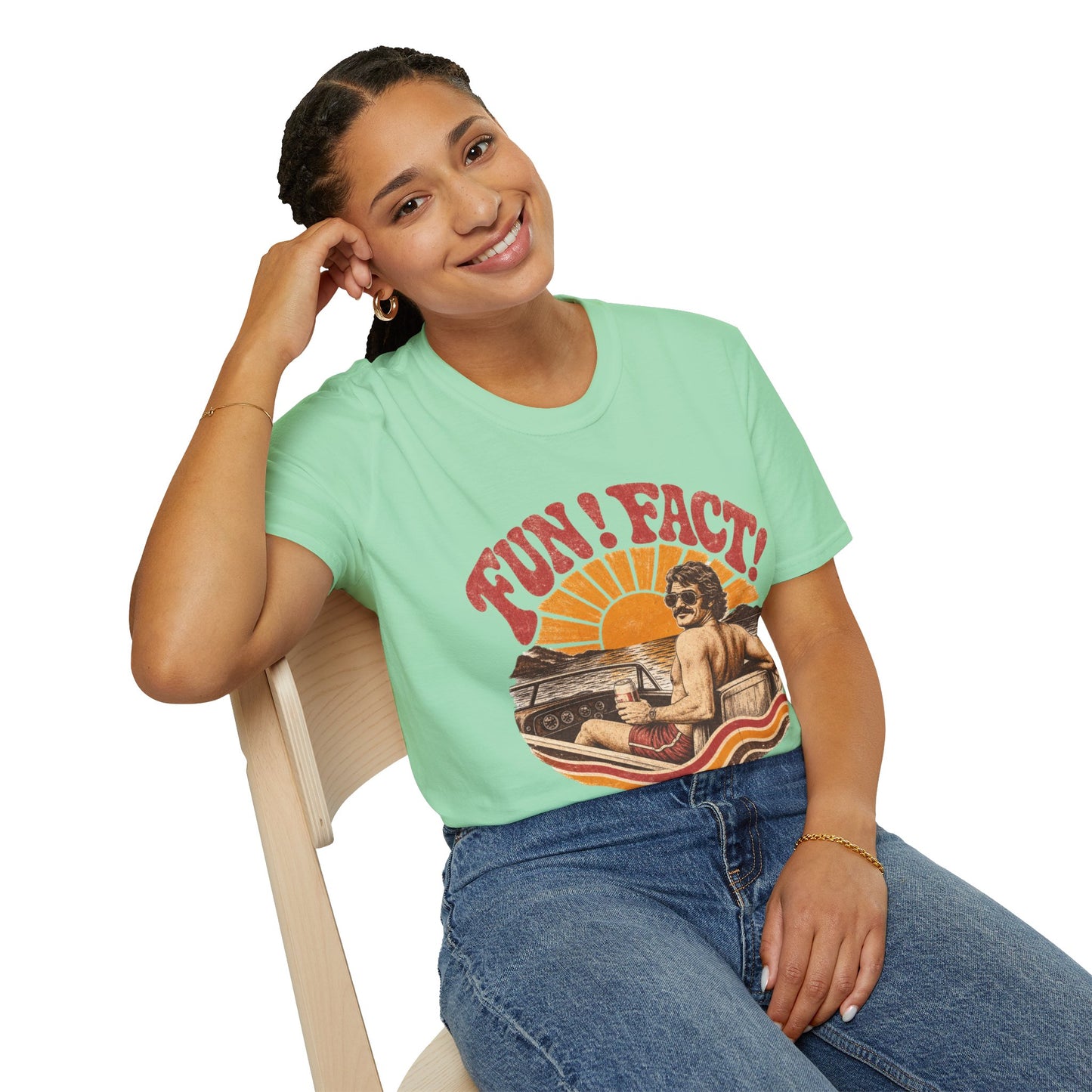 Retro 'FUN! FACT!' Surf Tee — Vintage Sunset Beach Graphic T-Shirt