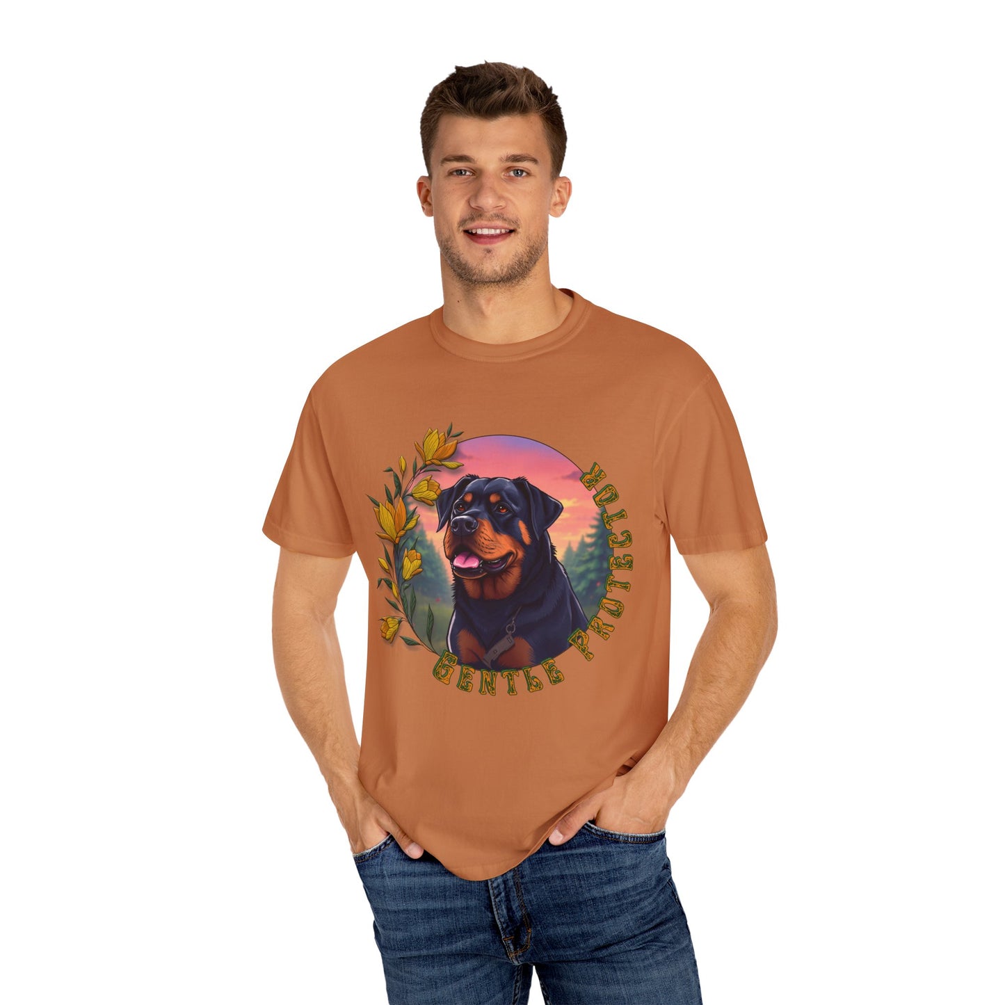 Gentle Protection Unisex Garment-Dyed T-shirt | Dog Lover Gift | Floral Design