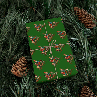 Christmas Tree Pattern Gift Wrap Paper – Festive Green Holiday Wrapping Sheets