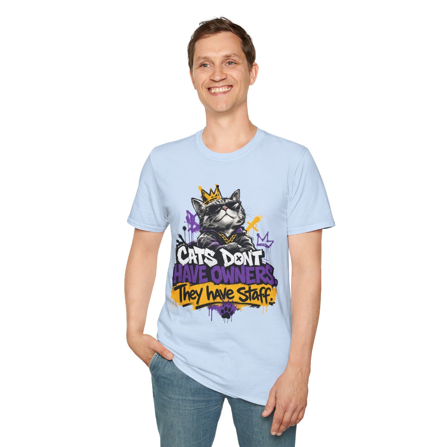 Cat Graphic Tee — "Cats Don't Have Owners They Have Staff"