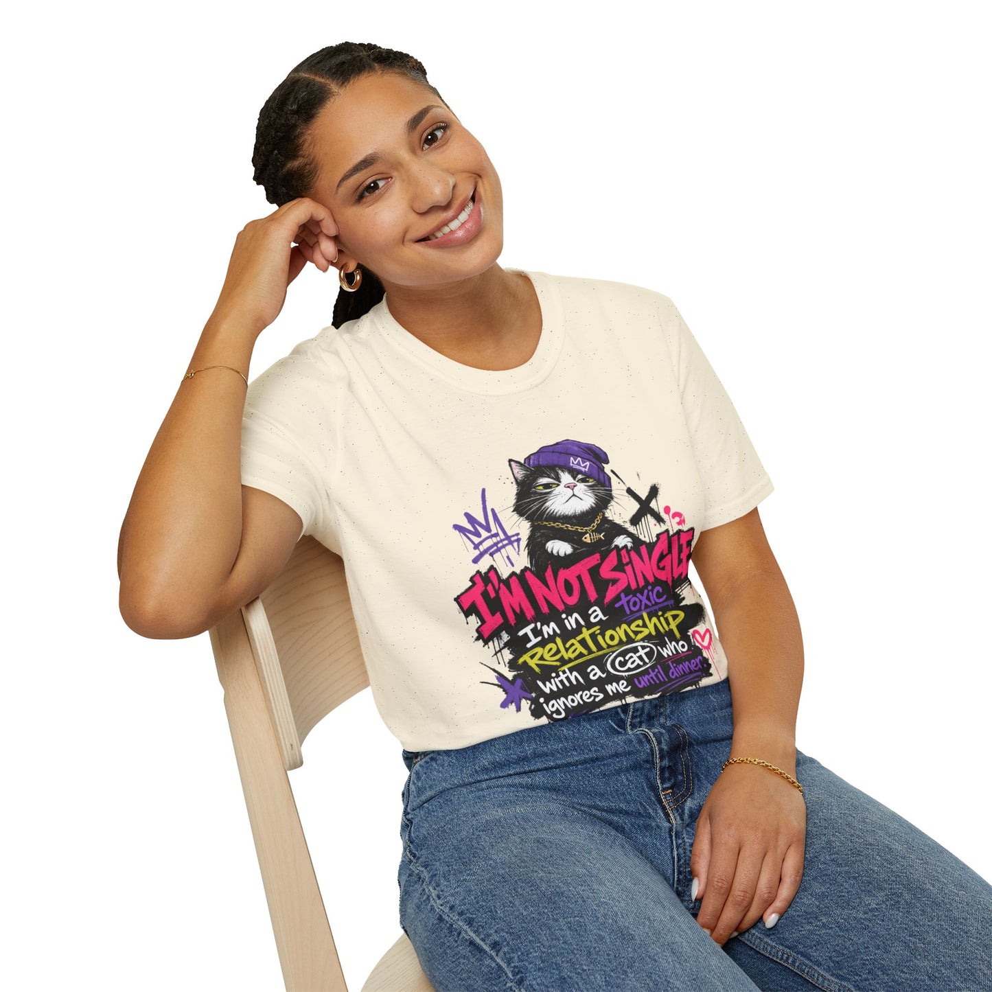 T‑Shirt — “I’m Not Single: I’m in a Toxic Relationship with a Cat” Graphic Tee