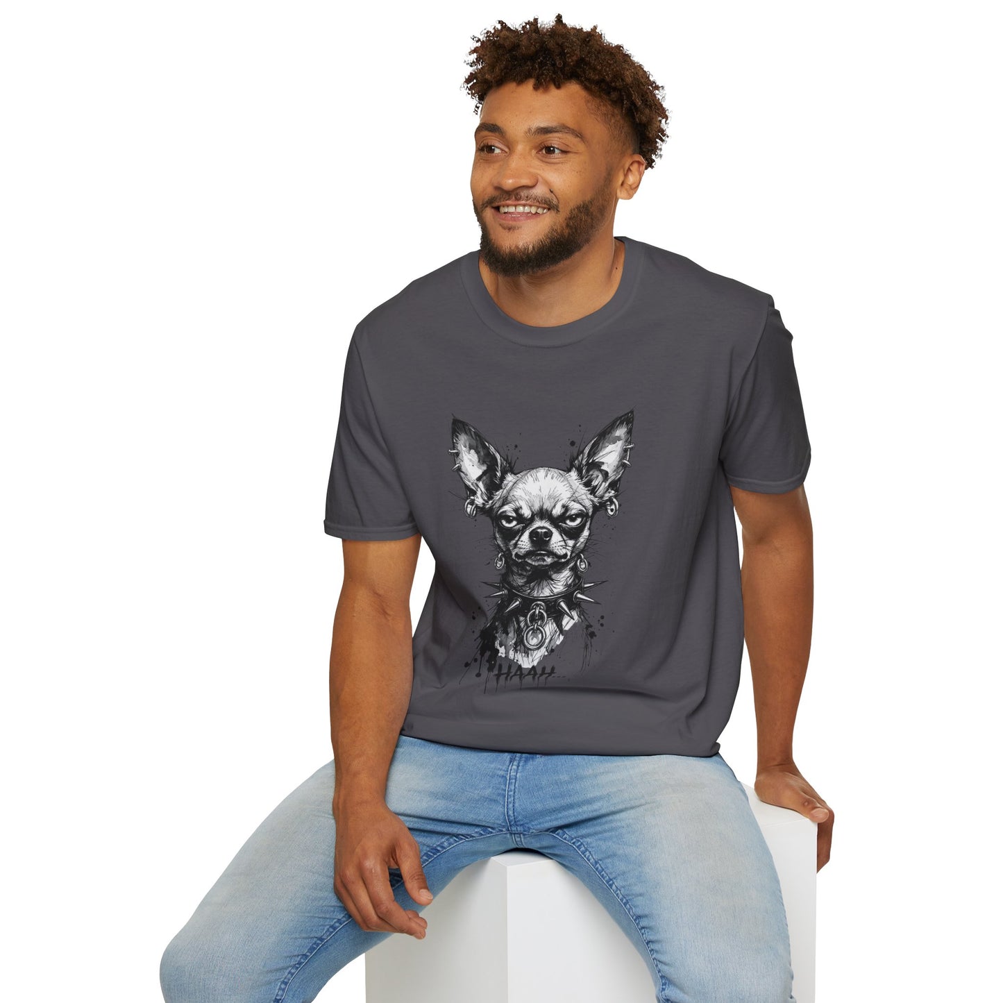 Chihuahua Portrait T‑Shirt — Expressive Black & White Dog Art Tee