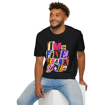 T-Shirt — "I'M FINE, THANK YOU" Retro Collage Graphic Tee