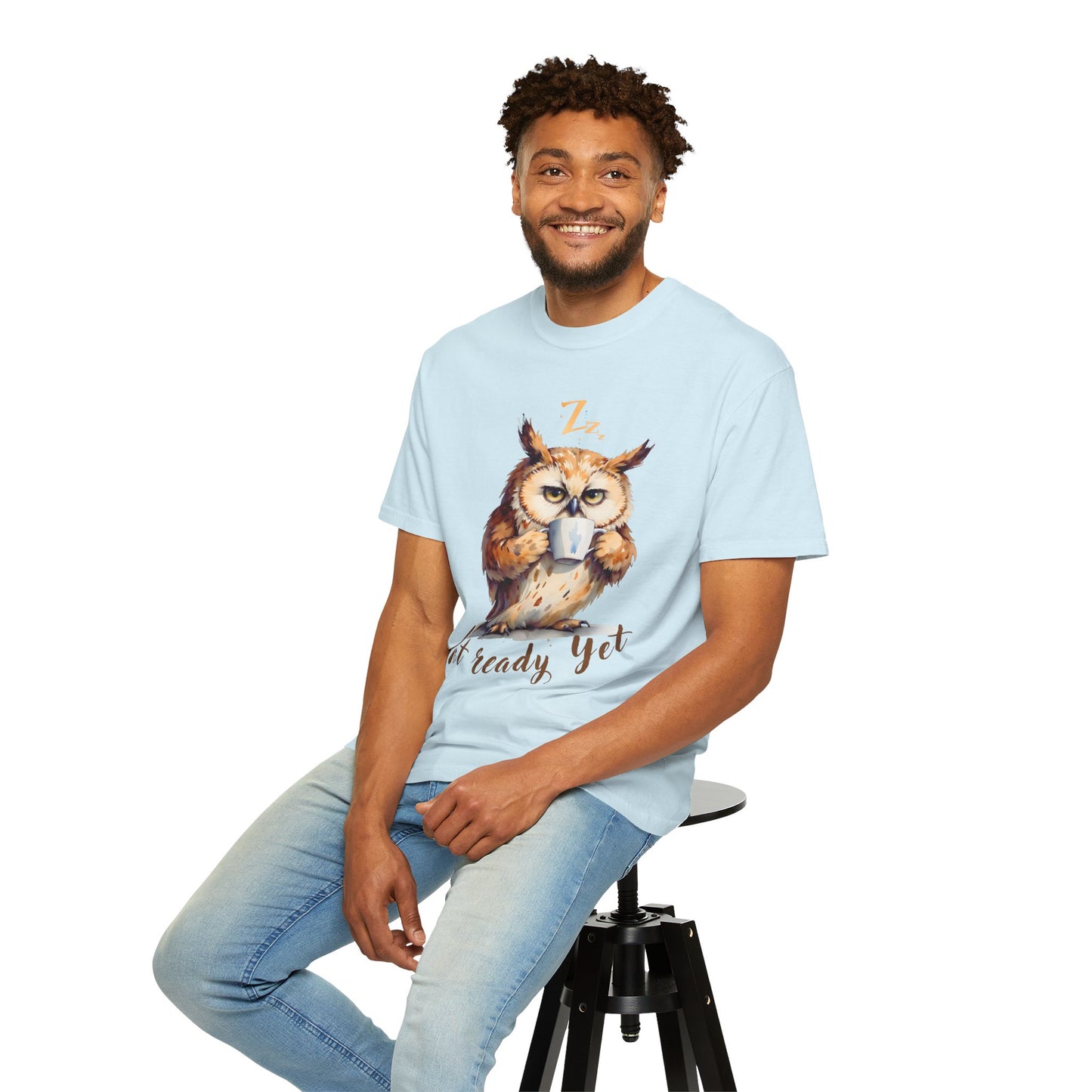 Not Ready Yet Owl T-Shirt — Cute Coffee Morning Graphic Tee