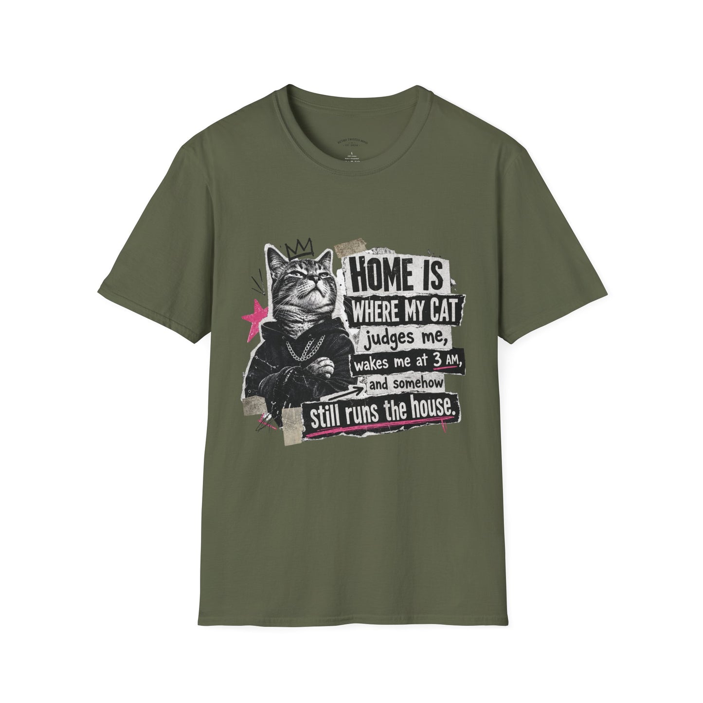 Cat T-Shirt — "Home Is Where My Cat Judges Me" Funny Graphic Tee