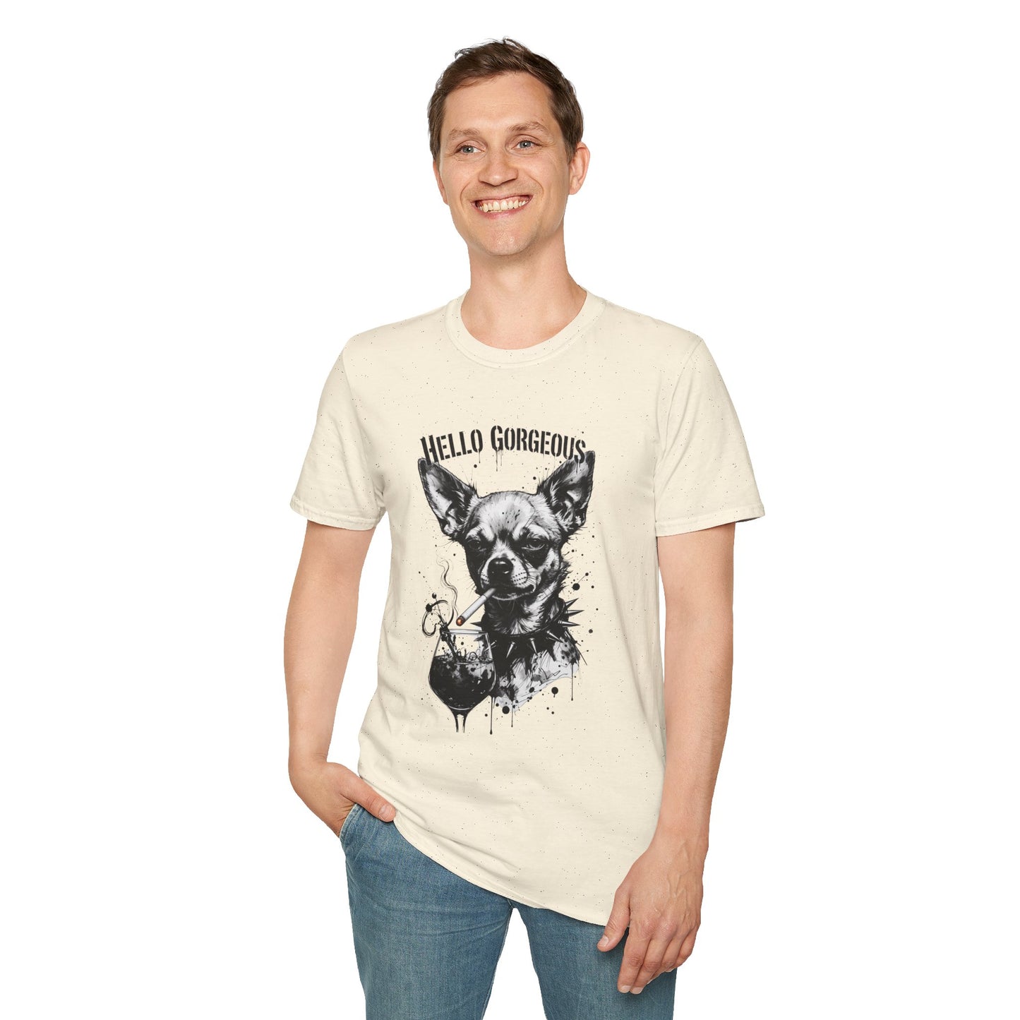 Chihuahua 'Hello Gorgeous' Tee - Cute Dog Graphic T-Shirt