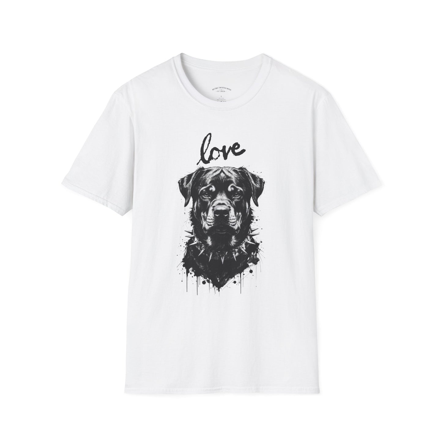 Love Rottweiler T-Shirt — Vintage Black Dog Portrait Tee for Dog Lovers