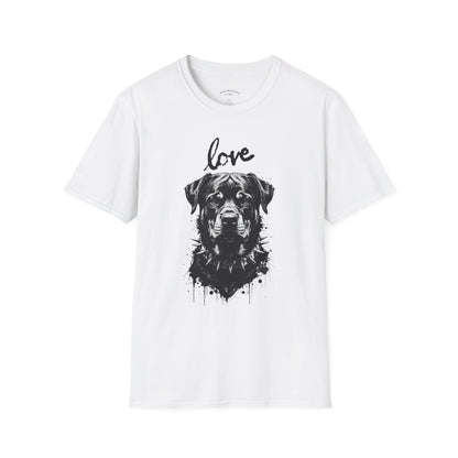 Love Rottweiler T-Shirt — Vintage Black Dog Portrait Tee for Dog Lovers