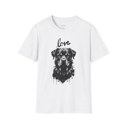 Love Rottweiler T-Shirt — Vintage Black Dog Portrait Tee for Dog Lovers