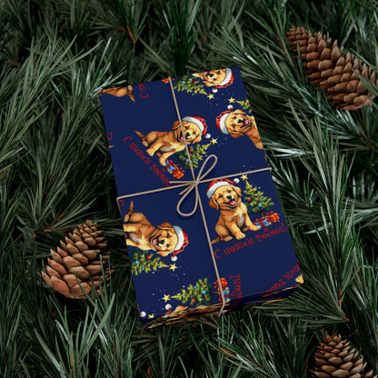 Gift Wrap Paper — Cute Golden Retriever Puppy Christmas Pattern